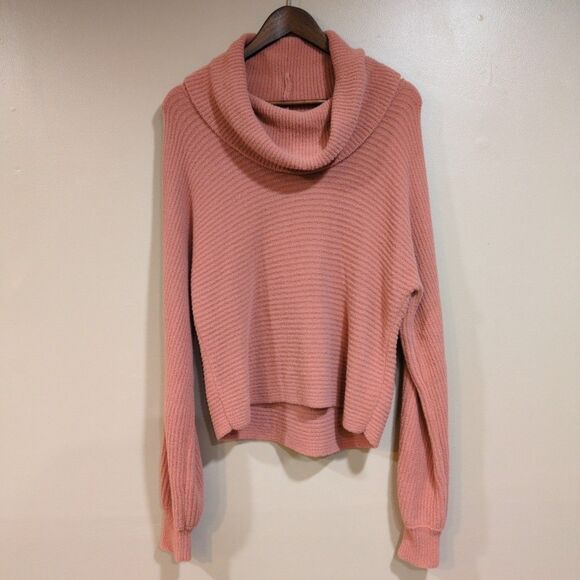 Rachel Zoe Nylon Cowl Neck Sweater Dolman Sleeve Dusty Pink Mauve Women's Medium - Picture 1 of 9